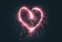 A pink firework heart