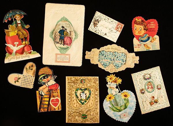 An assorted collection of antique valentines