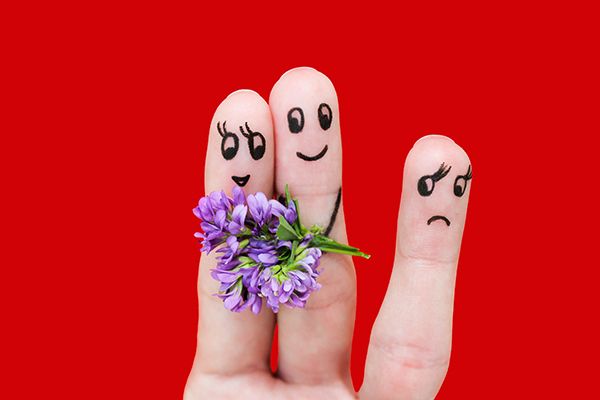 Picture of three fingers representing a couple and one single person