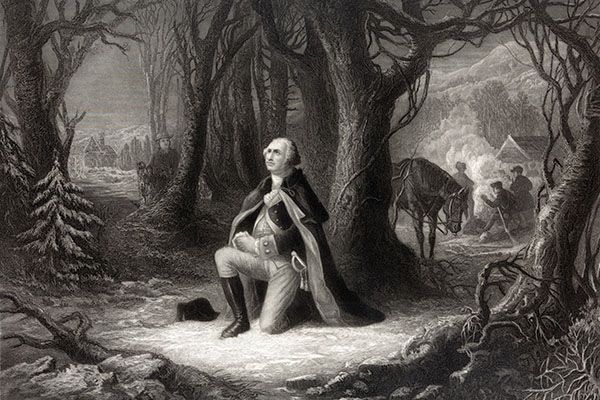 Painting of George Washington praying