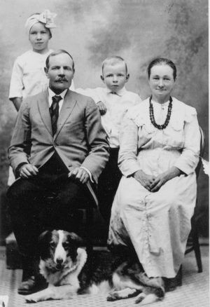 black and white photo of family