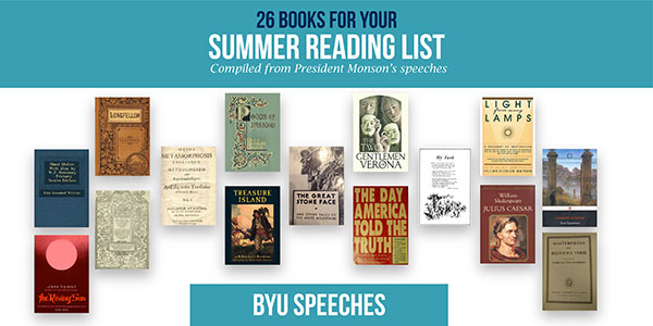 Image of a summer reading list inspired by President Thomas S. Monson