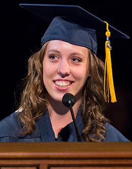 Rachel Thayer, student representative of the August 2013 graduating class